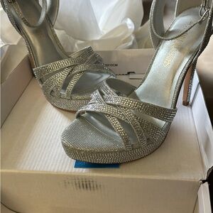 Silver Strappy Heels